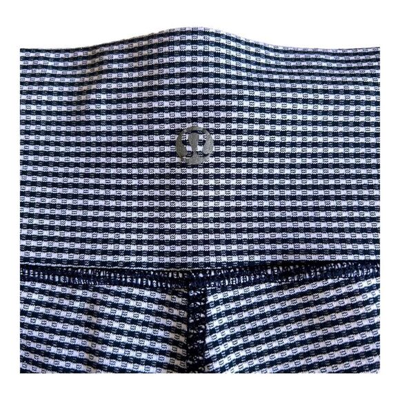 NEW Lululemon Wunder Under Crop Leggings Blue White Plaid High Waist 6 - Picture 6 of 7